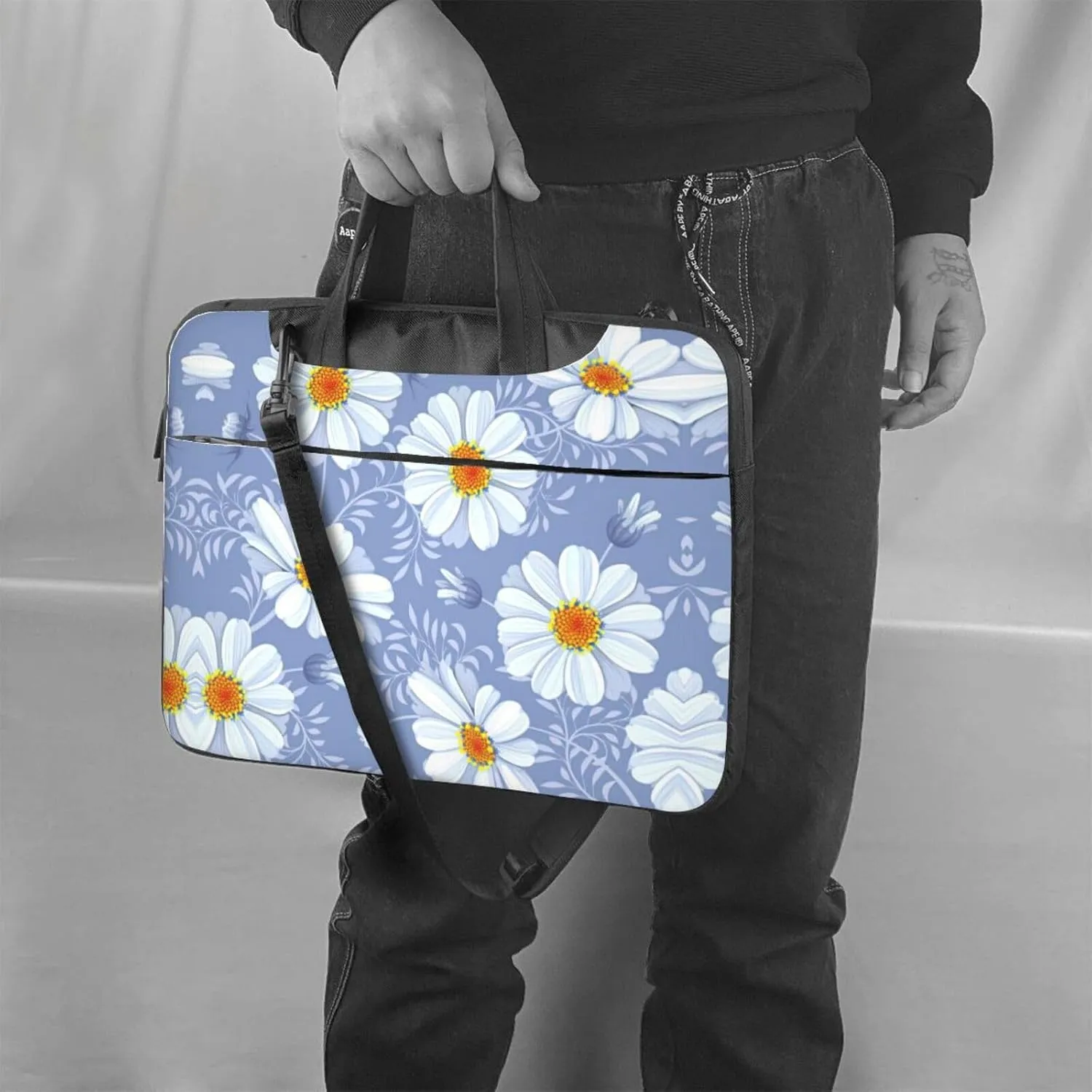 Dog Floral Ultra-Thin Laptop Bag,Laptop Bags For Business,Enjoy A Hassle-Free And Stylish Journey