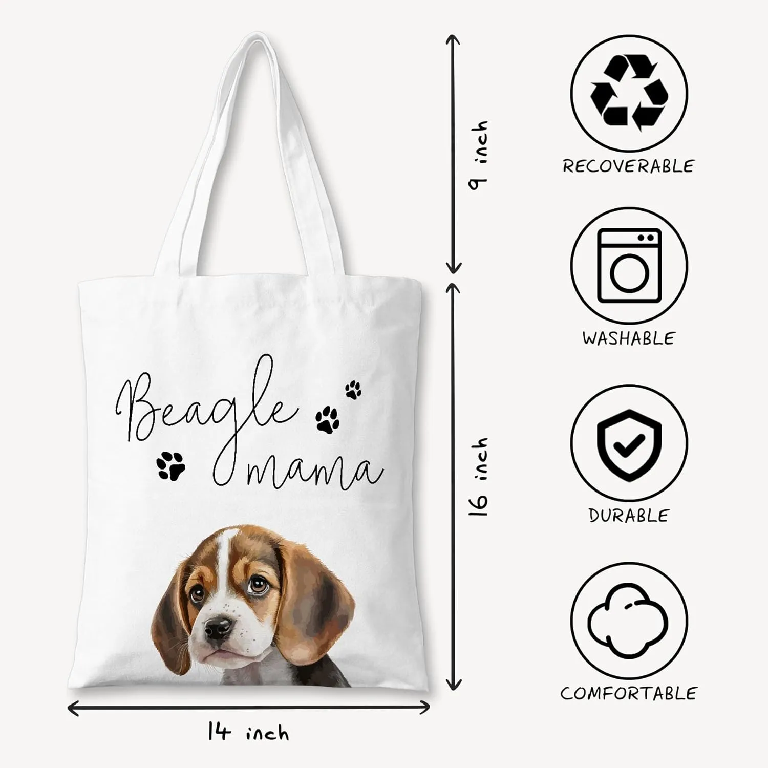 Dog Mama Canvas Tote Bag for Women, Dogs Lover Gift for Dog Mom, Birthday Christmas Cute Rottweiler Gifts For Women.