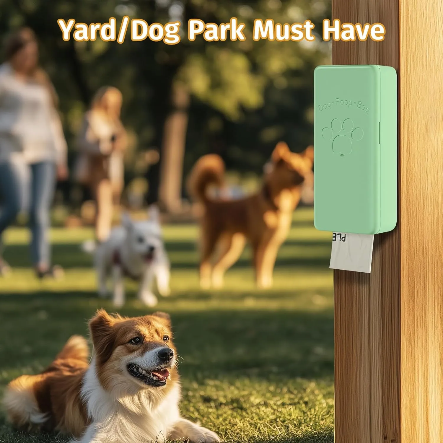 Dog Poop Bag Dispenser, Wall-Mounted Dog Bag dispenser Outdoor or Indoor for Doggy and Pets, Green Dog Poop Bag Holder for Yard and Park, Included 4 Rolls (60 Bags)