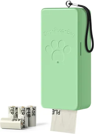 Dog Poop Bag Dispenser, Wall-Mounted Dog Bag dispenser Outdoor or Indoor for Doggy and Pets, Green Dog Poop Bag Holder for Yard and Park, Included 4 Rolls (60 Bags)