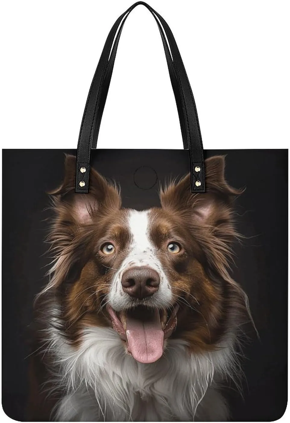 Dog Sticking Out Tongue Tote Bag Pu Leather Handbags for Women Shopping Shoulder Bags Travel Hobo Bags Slouchy Tote Big Capacity Cross Body Handbags Laptop Briefcases