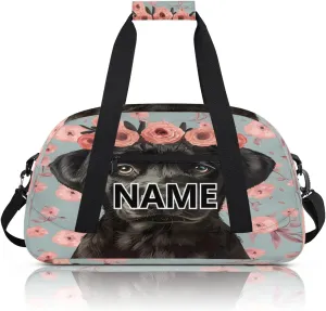 Dogs Mini Gym Bag 18 inch for Women Men Waterproof Custom Black Dogs Travel Duffel Bag Carry On Overnight Tote Nurse Bag for Work Fitness Hiking