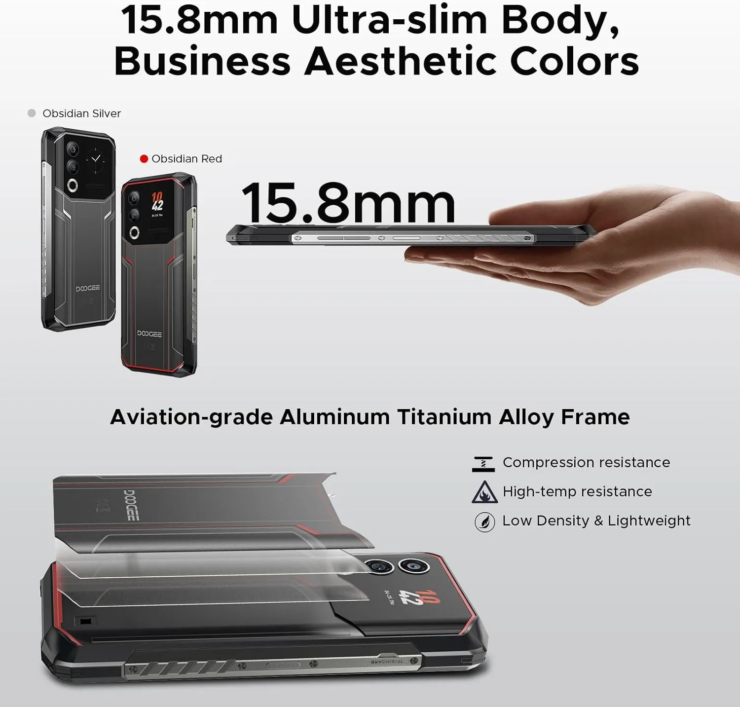 DOOGEE Blade 20 Ultra Rugged Phone Unlocked,32GB 512GB,10300mAh Large Battery Rugged Smartphone with 1.54"IPS Rear Display,6.6"HD 90Hz Android 14,50MP 8MP,IP68/IP69K Waterproof Phones,Face ID/NFC/OTG