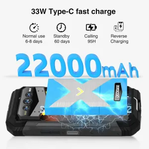 DOOGEE V MAX Plus(2024) 5G Rugged Smartphone,22000mAh 36GB 512GB,200MP 32MP 20MP Night Vision Rugged Cell Phone,Android 14 Rugged Phone,6.58" FHD 120Hz IPS Screen,IP68/IP69K Waterproof Phone,NFC/OTG