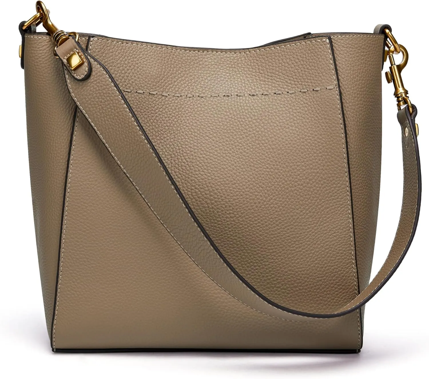 DORIS&JACKY Leather Bucket Tote Bags for Women Designer Shoulder Hobo Purse and Handbags with Detachable Wide Strap