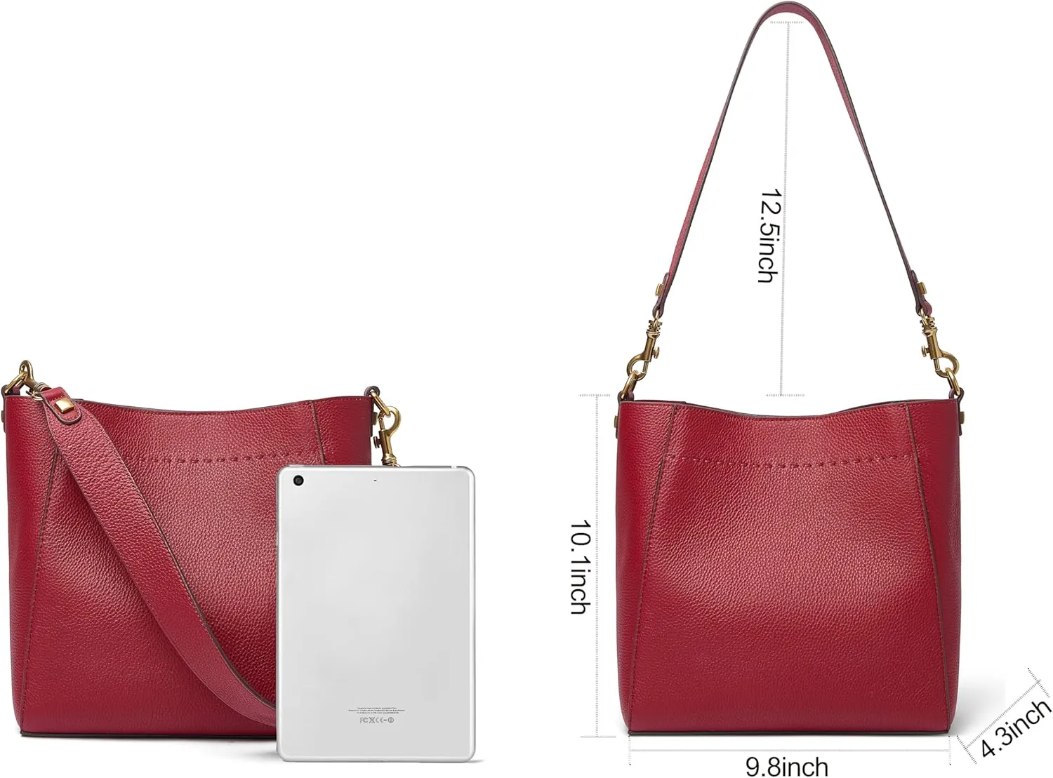 DORIS&JACKY Leather Bucket Tote Bags for Women Designer Shoulder Hobo Purse and Handbags with Detachable Wide Strap
