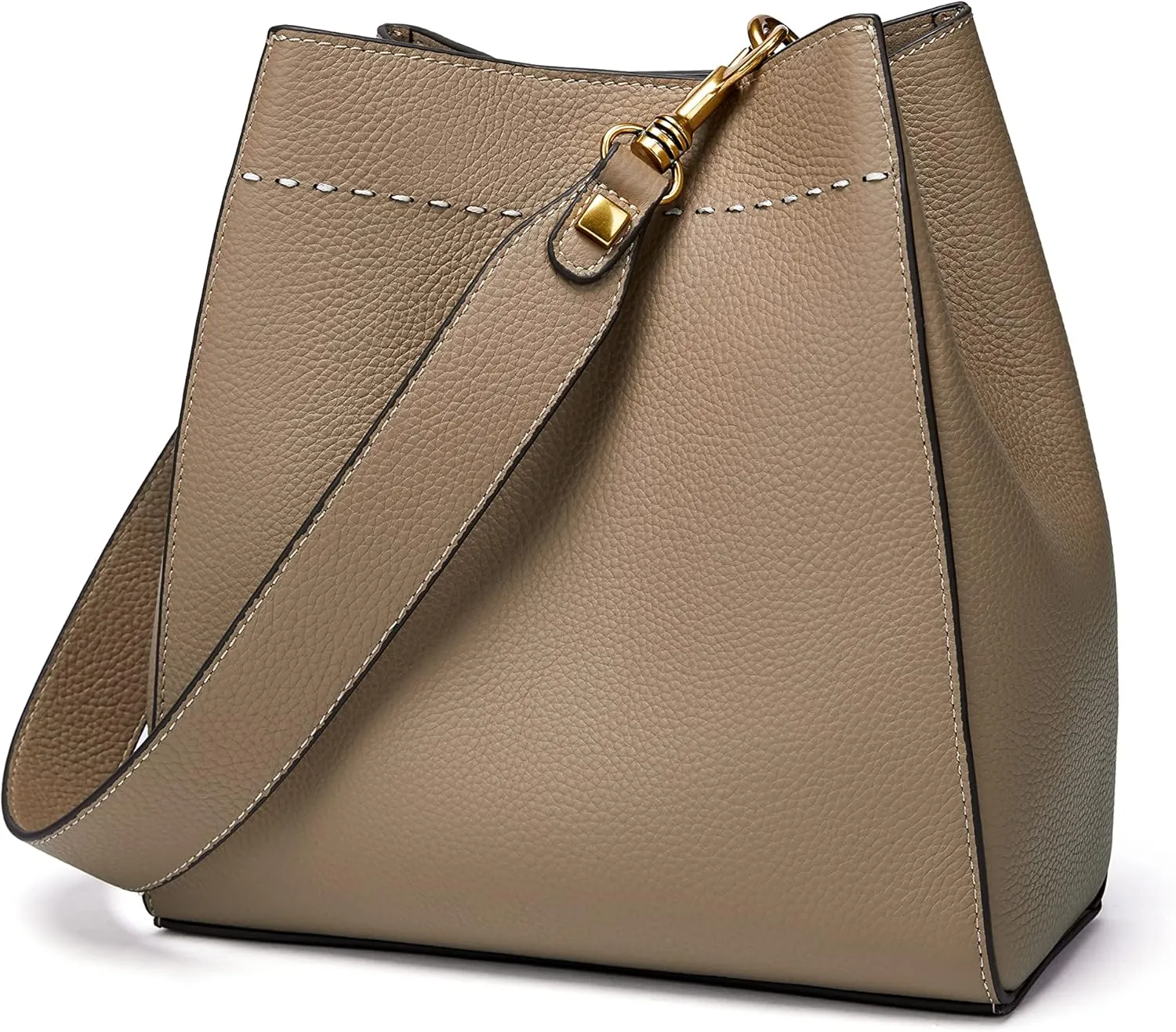 DORIS&JACKY Leather Bucket Tote Bags for Women Designer Shoulder Hobo Purse and Handbags with Detachable Wide Strap