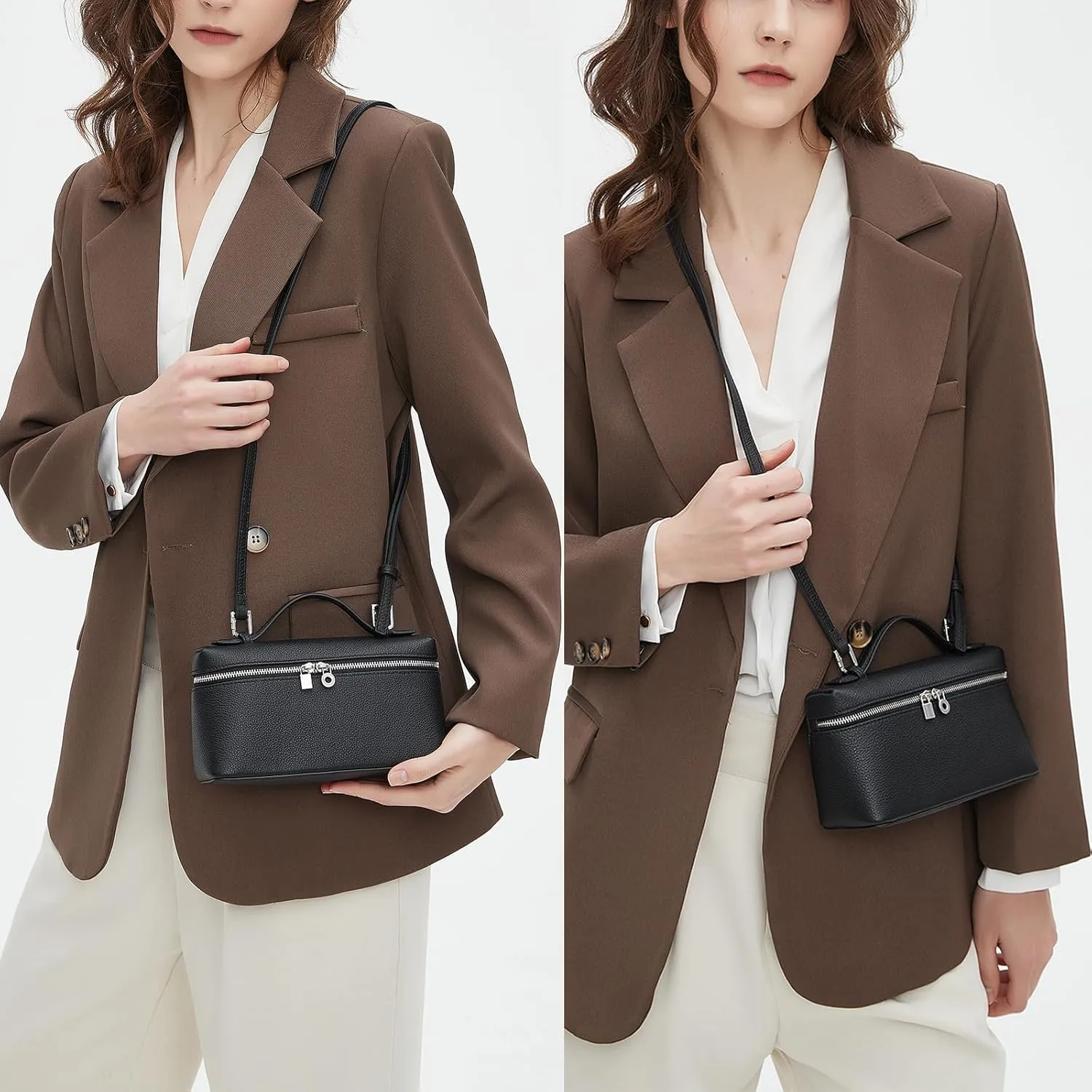 DORIS&JACKY Small Leather Crossbody Bag for Women Designer Mini Top Handle Phone Pouch Bag with Adjustable Shoulder Strap