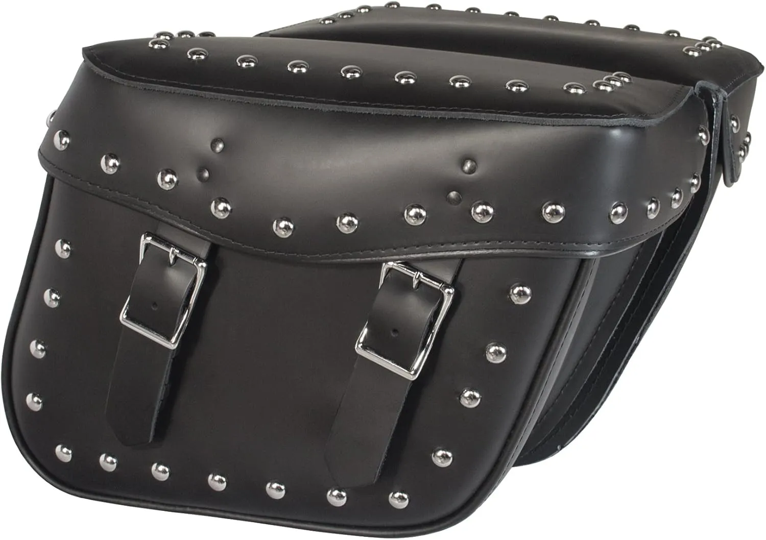 Dowco Willie & Max 8004A-03 Montana Series: Studded Synthetic Leather Motorcycle Saddlebag Set, Black, Universal Fit, 56 Liter Capacity