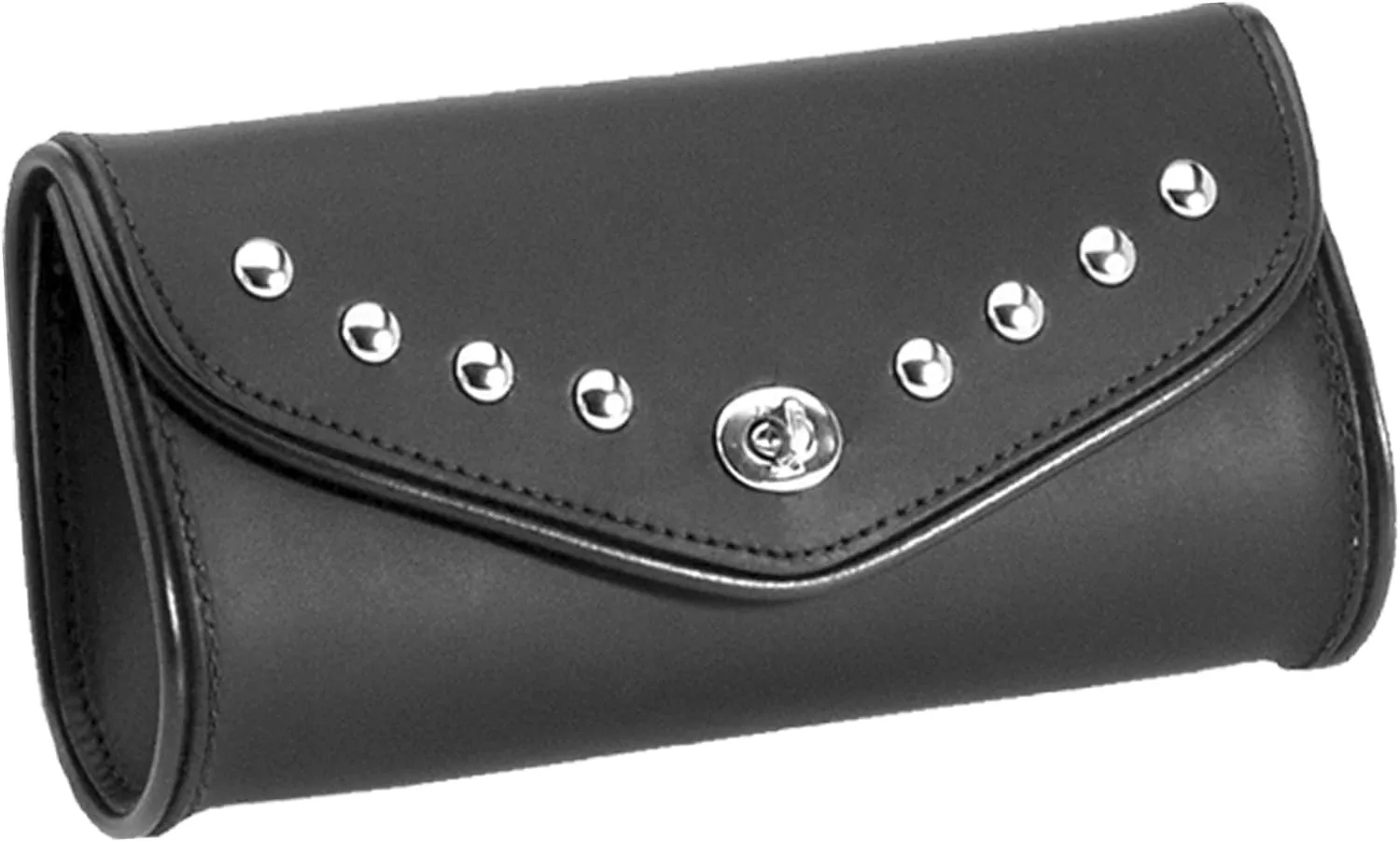 Dowco Willie & Max 8062A-L Water Resistant Low Mount Studded Leather Windshield Bag: Black, 3 Liter Capacity, Fits Most Metric Cruiser Windshields