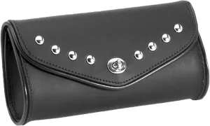 Dowco Willie & Max 8062A-L Water Resistant Low Mount Studded Leather Windshield Bag: Black, 3 Liter Capacity, Fits Most Metric Cruiser Windshields