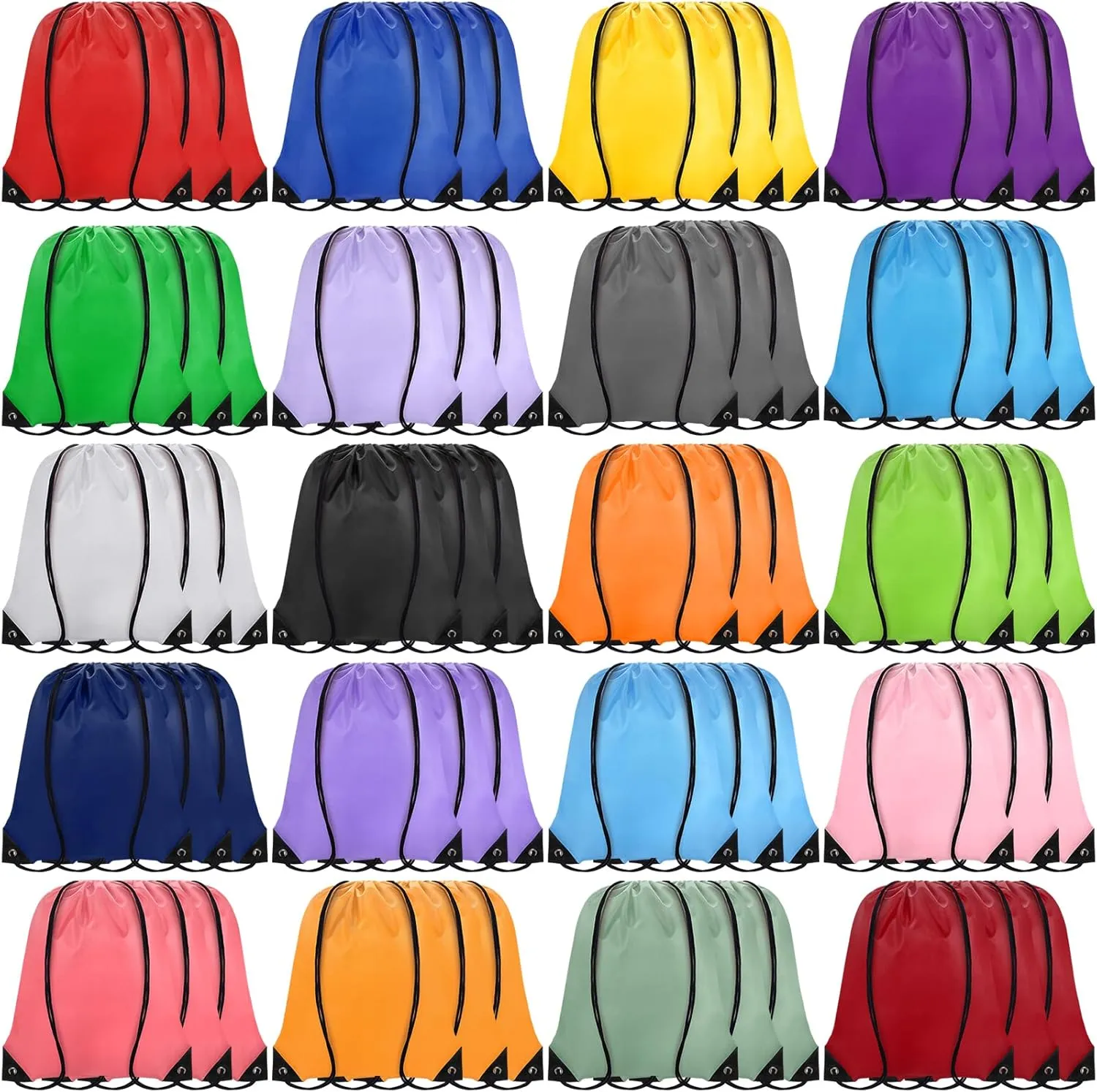 Drawstring Backpack Bulk 60 PCS, Drawstring Bags String Backpack Cinch Sack Gym Bags for Sport Trip Beach Swimming, 20 Color