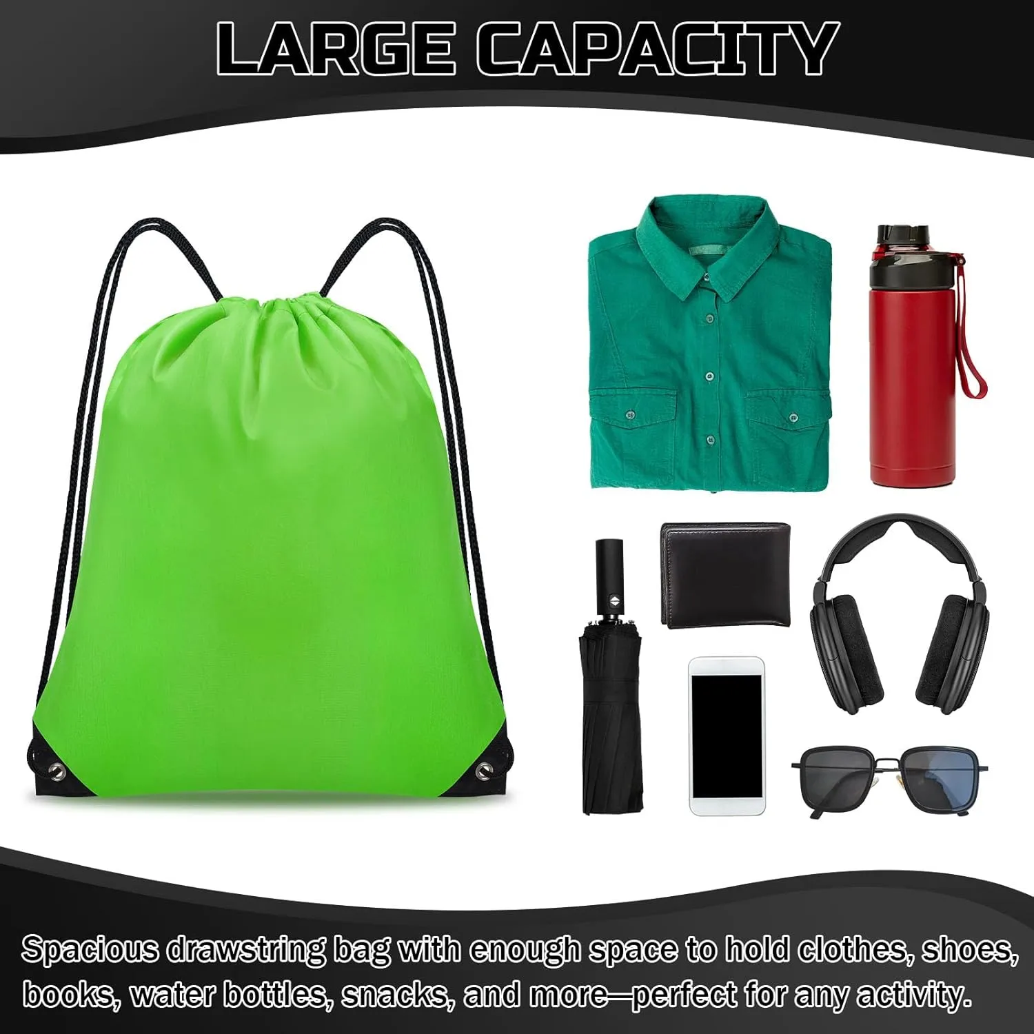 Drawstring Backpack Bulk 60 PCS, Drawstring Bags String Backpack Cinch Sack Gym Bags for Sport Trip Beach Swimming, 20 Color