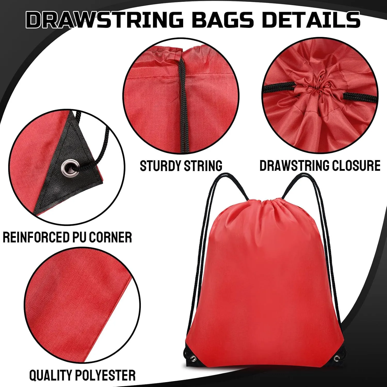 Drawstring Backpack Bulk 60 PCS, Drawstring Bags String Backpack Cinch Sack Gym Bags for Sport Trip Beach Swimming, 20 Color