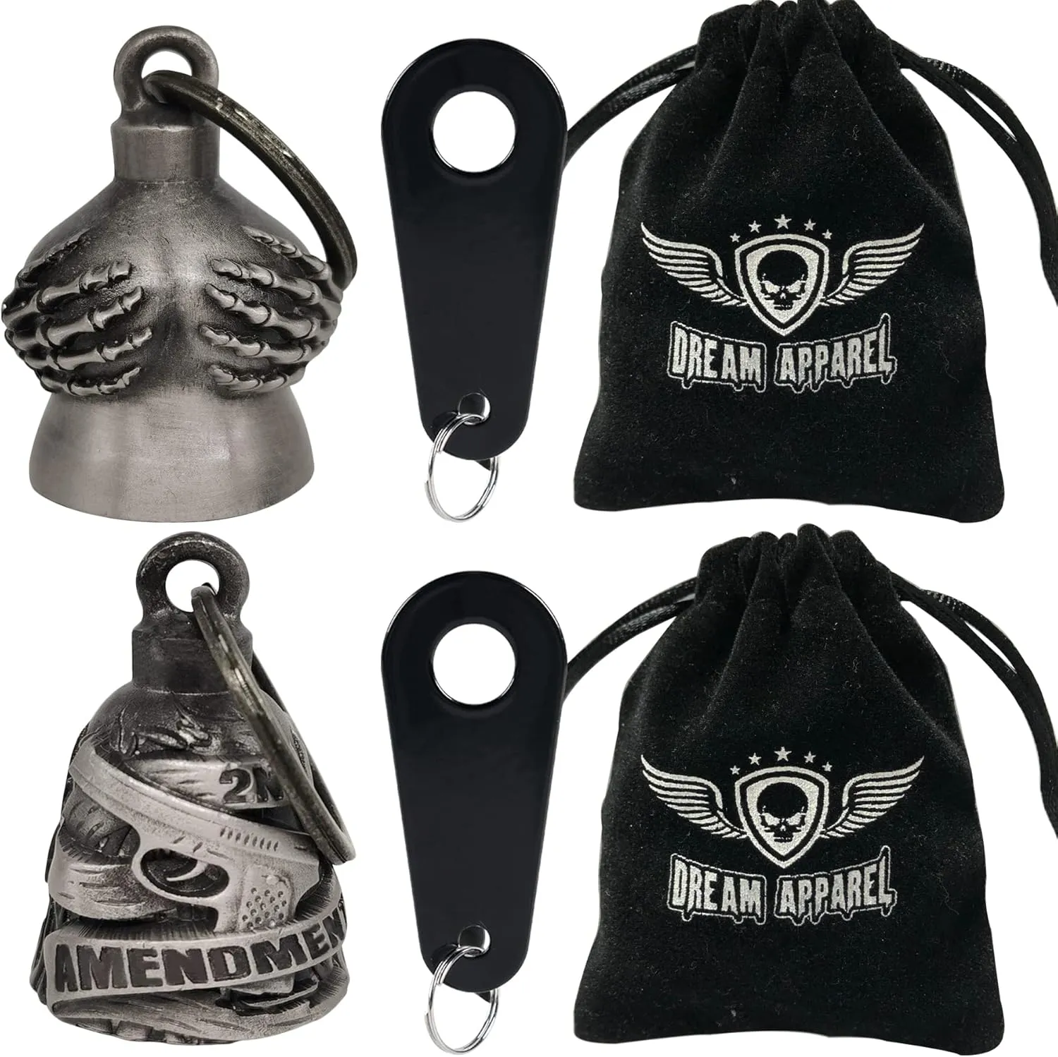 Dream Apparel 2 Pack Motorcycle Bells Guardian Angel for Biker Rider Men Women Ride Riding with Hangers, Drive Away Gremlins
