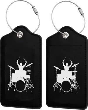 Drummer Leather Baggage Bag Luggage Tags with Stainless Steel Loop and Privacy Cover