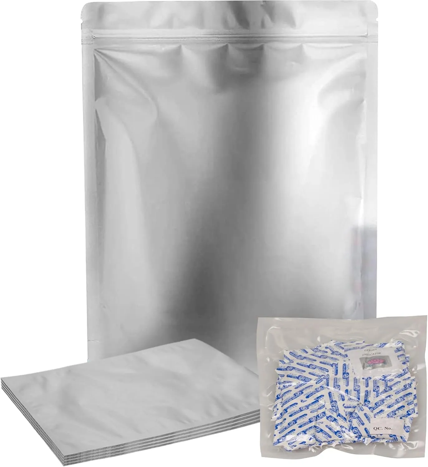 Dry-Packs 10 - Mylar Zipper 5 Gallon Bags (20x30") and 10-2000cc Oxygen Absorbers With Freshness Pill/Eye for Dried Dehydrated and Long Term Food Storage, ‎DZ20x30-2000CC-10PK - Gray