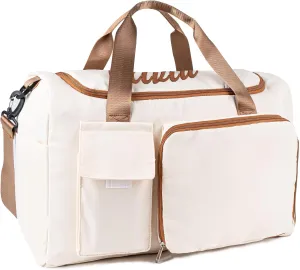 Duffel Bag for Women Girls Personalized Weekender Overnight Bag with Embroidered Name - Custom Travel Duffle with Shoe Compartment, Waterproof & Foldable, Bridesmaid Gift (Brown)