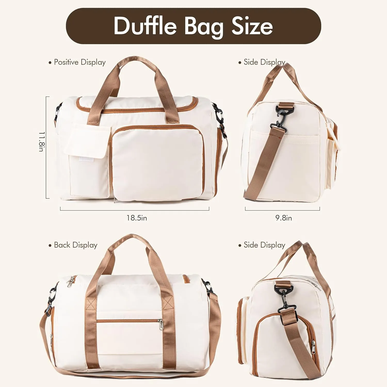Duffel Bag for Women Girls Personalized Weekender Overnight Bag with Embroidered Name - Custom Travel Duffle with Shoe Compartment, Waterproof & Foldable, Bridesmaid Gift (Brown)