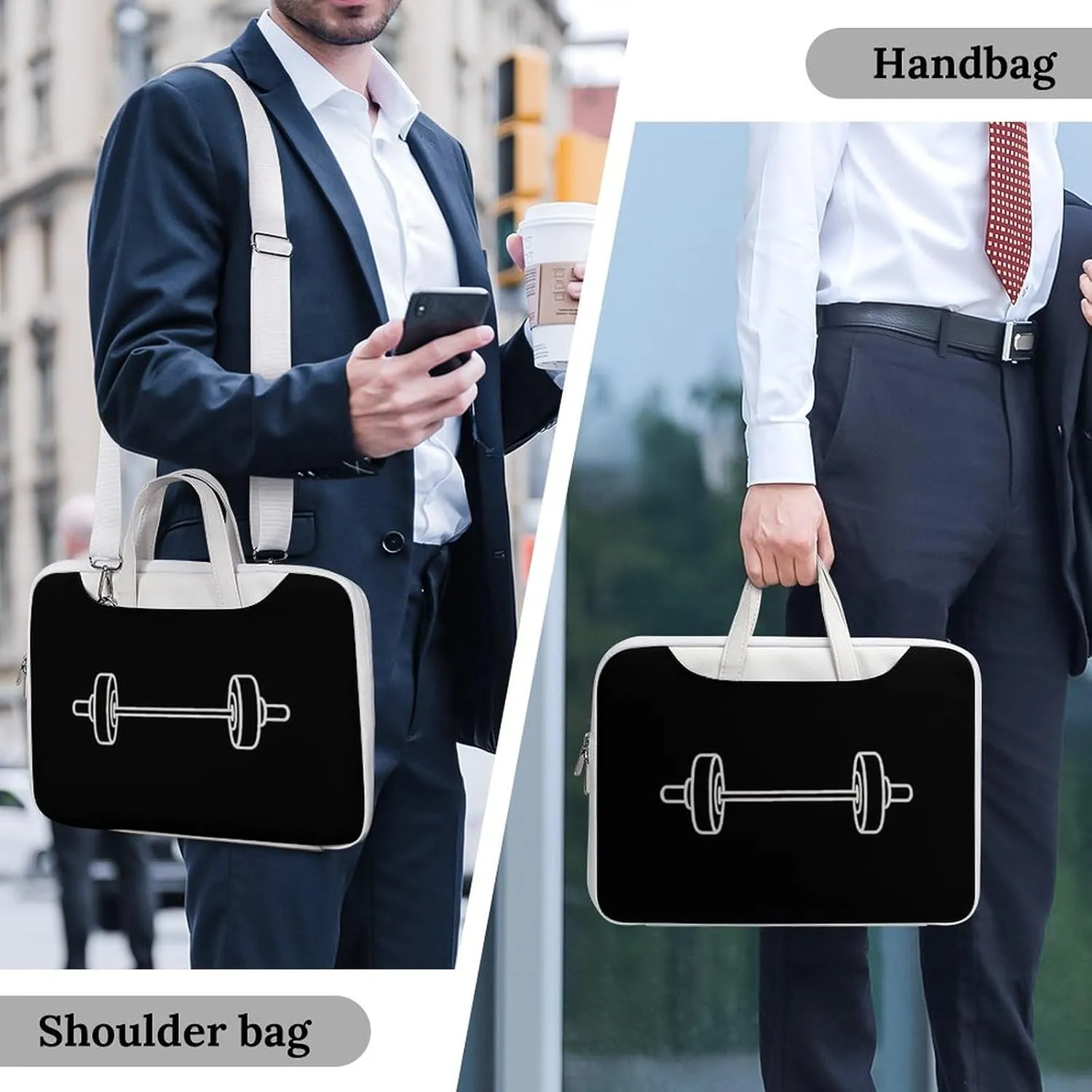 Dumbbell Weight Lifting Leather Bag Laptop Case Slim Water Resistant Computer Bags with Handle Briefcase for Work