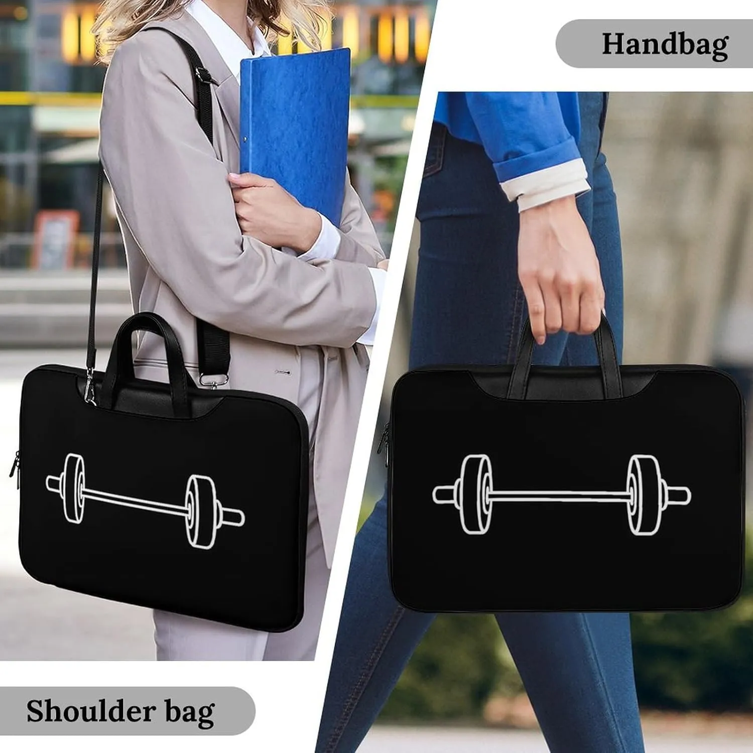 Dumbbell Weight Lifting Leather Bag Laptop Case Slim Water Resistant Computer Bags with Handle Briefcase for Work