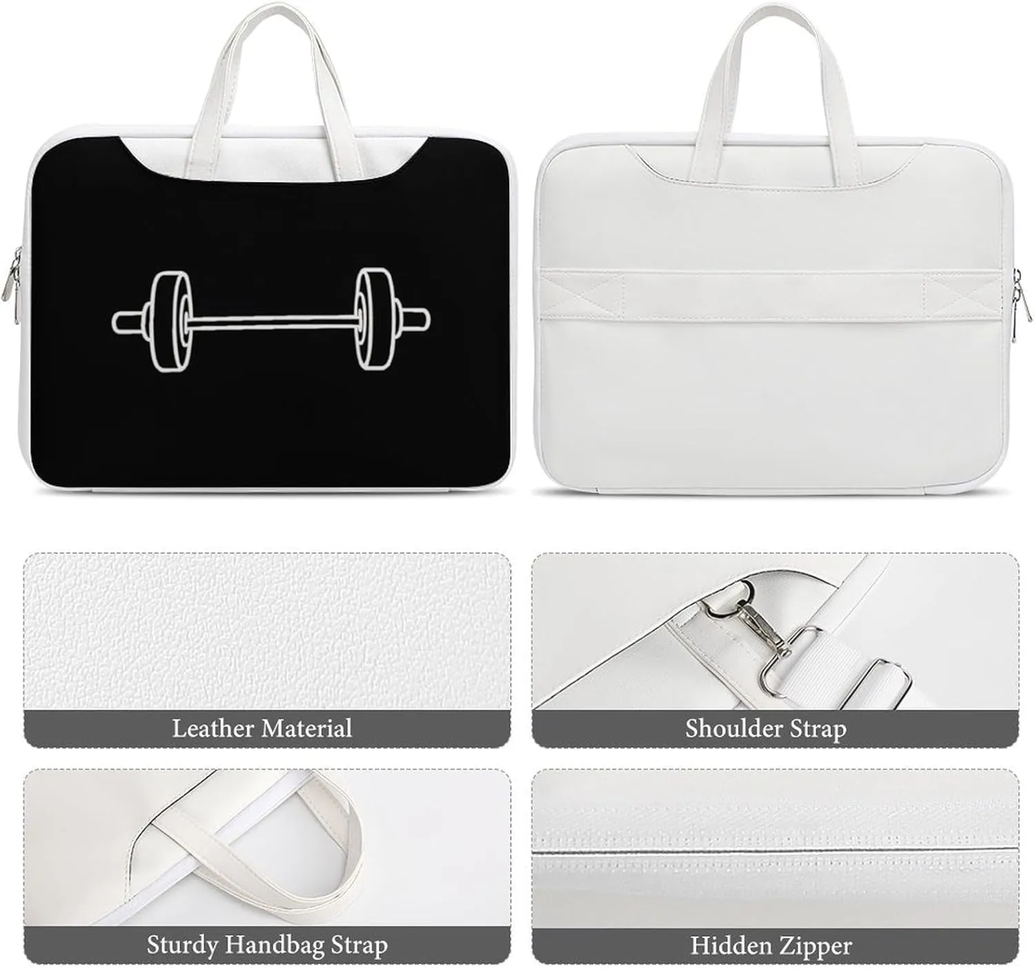 Dumbbell Weight Lifting Leather Bag Laptop Case Slim Water Resistant Computer Bags with Handle Briefcase for Work