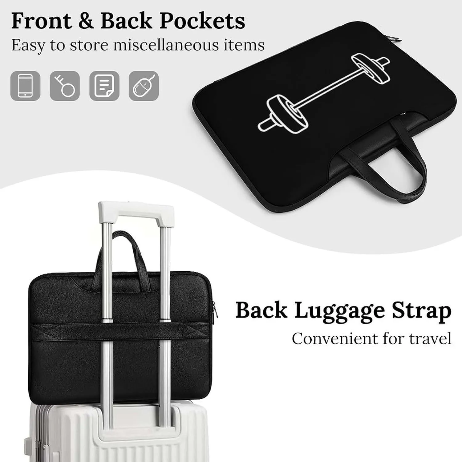 Dumbbell Weight Lifting Leather Bag Laptop Case Slim Water Resistant Computer Bags with Handle Briefcase for Work