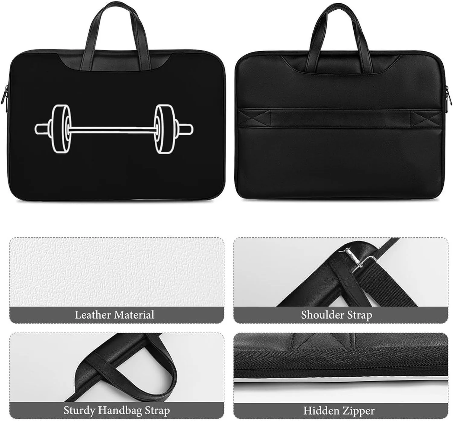 Dumbbell Weight Lifting Leather Bag Laptop Case Slim Water Resistant Computer Bags with Handle Briefcase for Work