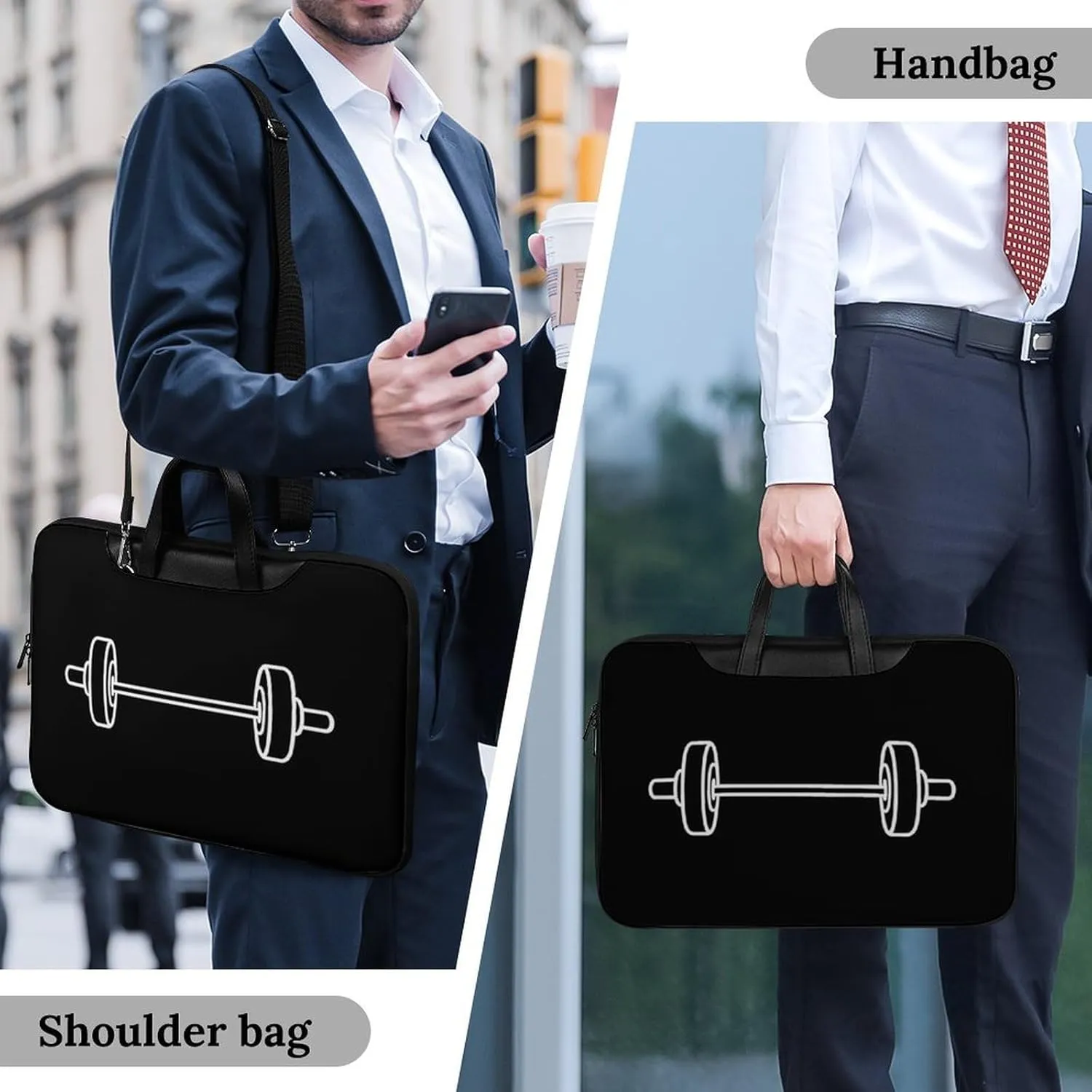 Dumbbell Weight Lifting Leather Bag Laptop Case Slim Water Resistant Computer Bags with Handle Briefcase for Work