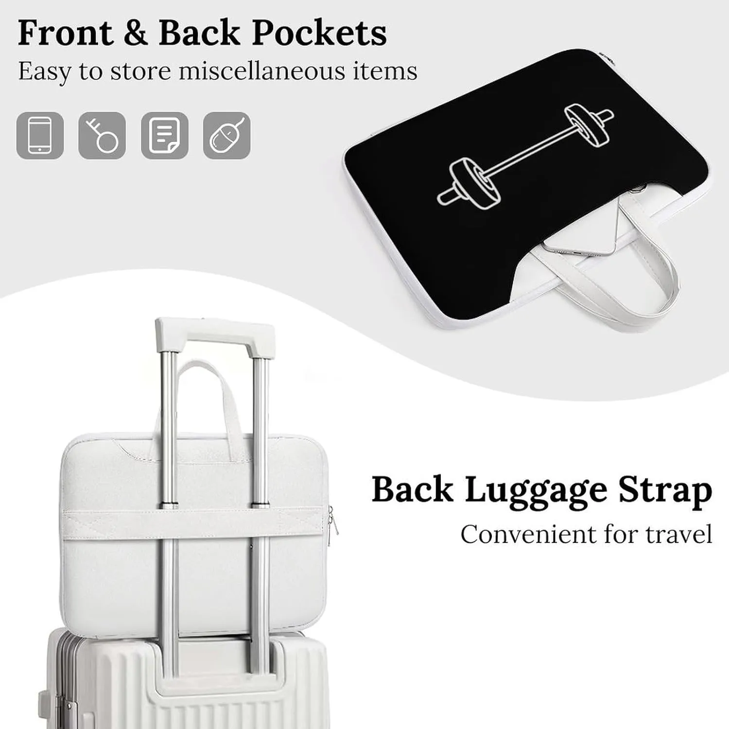 Dumbbell Weight Lifting Leather Bag Laptop Case Slim Water Resistant Computer Bags with Handle Briefcase for Work