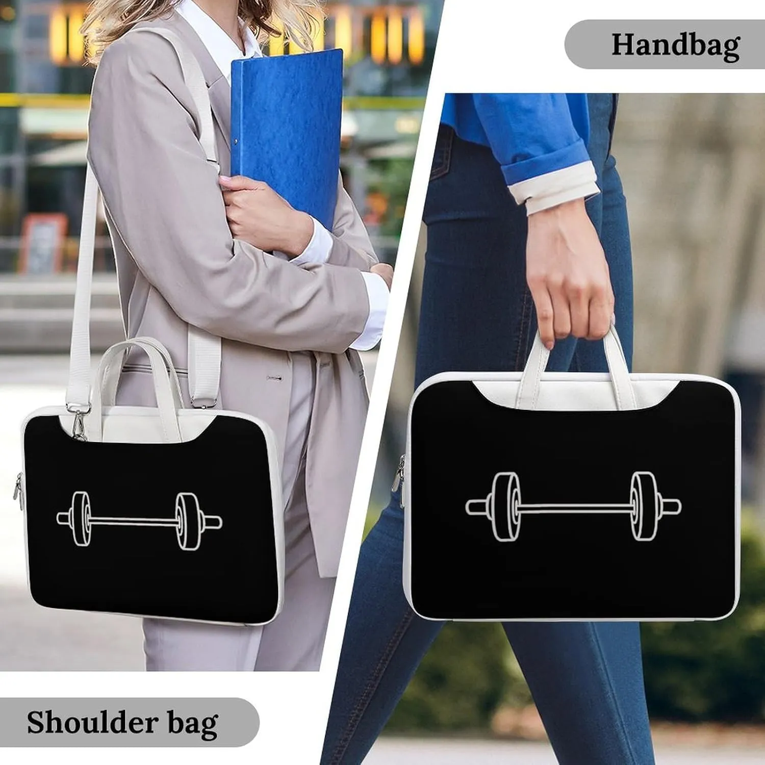 Dumbbell Weight Lifting Leather Bag Laptop Case Slim Water Resistant Computer Bags with Handle Briefcase for Work