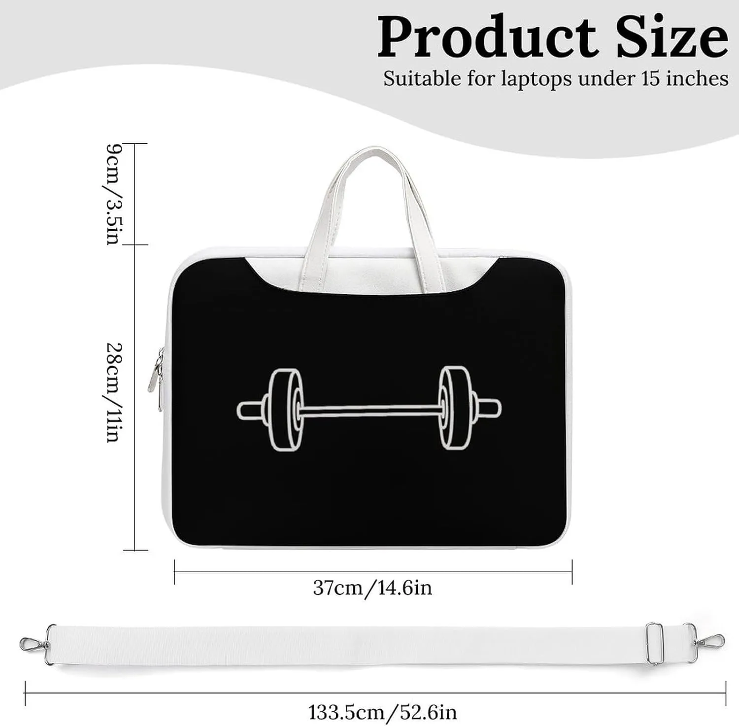 Dumbbell Weight Lifting Leather Bag Laptop Case Slim Water Resistant Computer Bags with Handle Briefcase for Work