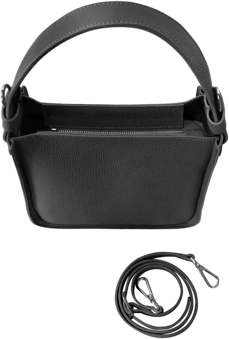 Duplo Medium Hammered Leather Top Handle Bag, 9.8 x 8.7 x 4.3 inches