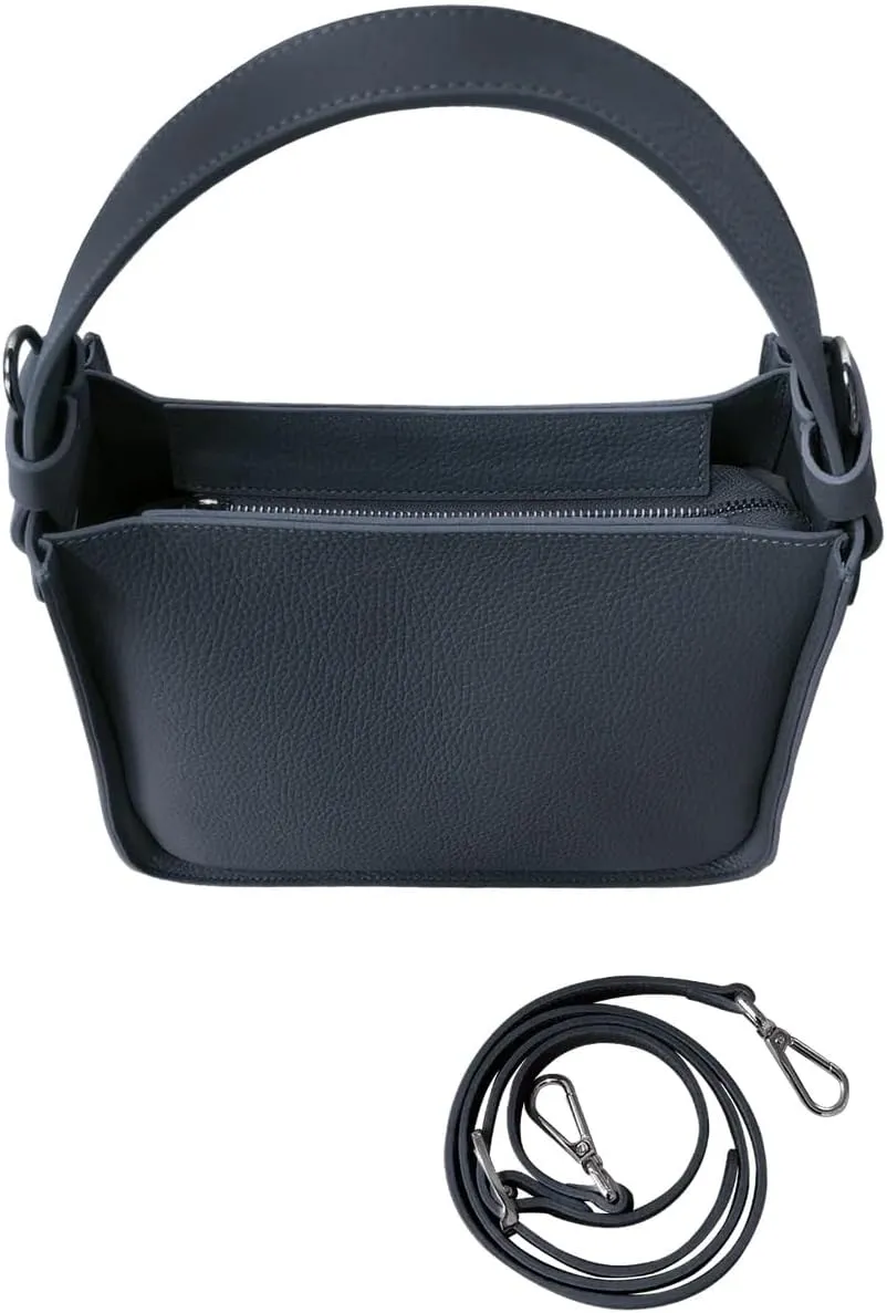 Duplo Medium Hammered Leather Top Handle Bag, 9.8 x 8.7 x 4.3 inches