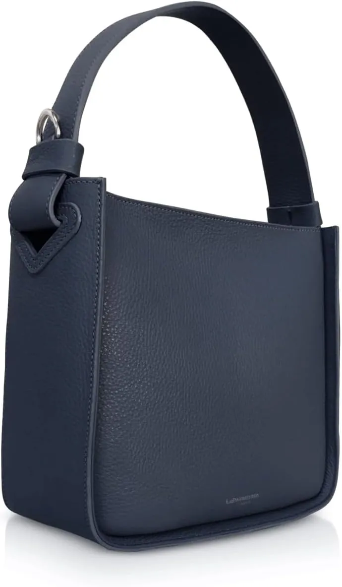 Duplo Medium Hammered Leather Top Handle Bag, 9.8 x 8.7 x 4.3 inches