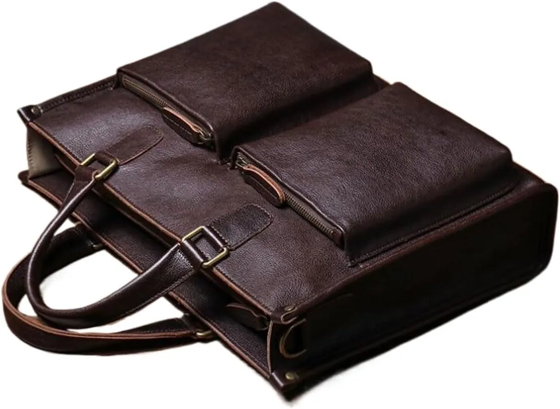 DUSTMAN Business Handbags Briefcases Mens Messenger Shoulder Bags Genuine Leather Laptop Bags Carrying Cases