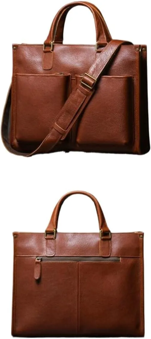 DUSTMAN Business Handbags Briefcases Mens Messenger Shoulder Bags Genuine Leather Laptop Bags Carrying Cases