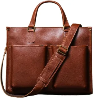 DUSTMAN Business Handbags Briefcases Mens Messenger Shoulder Bags Genuine Leather Laptop Bags Carrying Cases