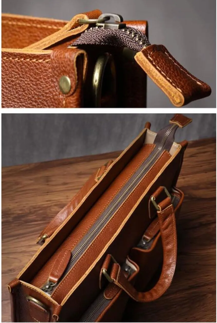 DUSTMAN Business Handbags Briefcases Mens Messenger Shoulder Bags Genuine Leather Laptop Bags Carrying Cases