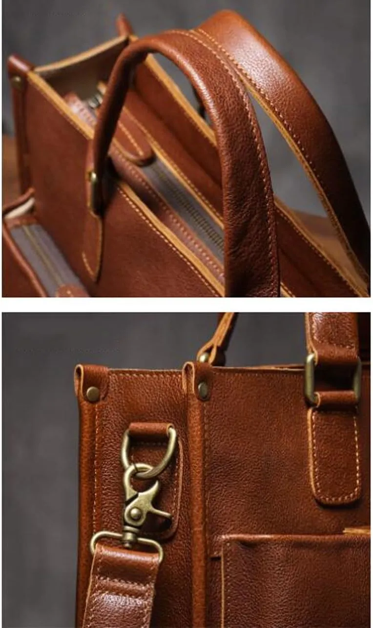 DUSTMAN Business Handbags Briefcases Mens Messenger Shoulder Bags Genuine Leather Laptop Bags Carrying Cases