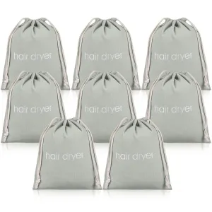E&EY 3 | 6 | 8 Pack Hair Dryer Bags Drawstring Bag Container Hairdryer Bag for travel bathroom Light Grey (8 PCS)