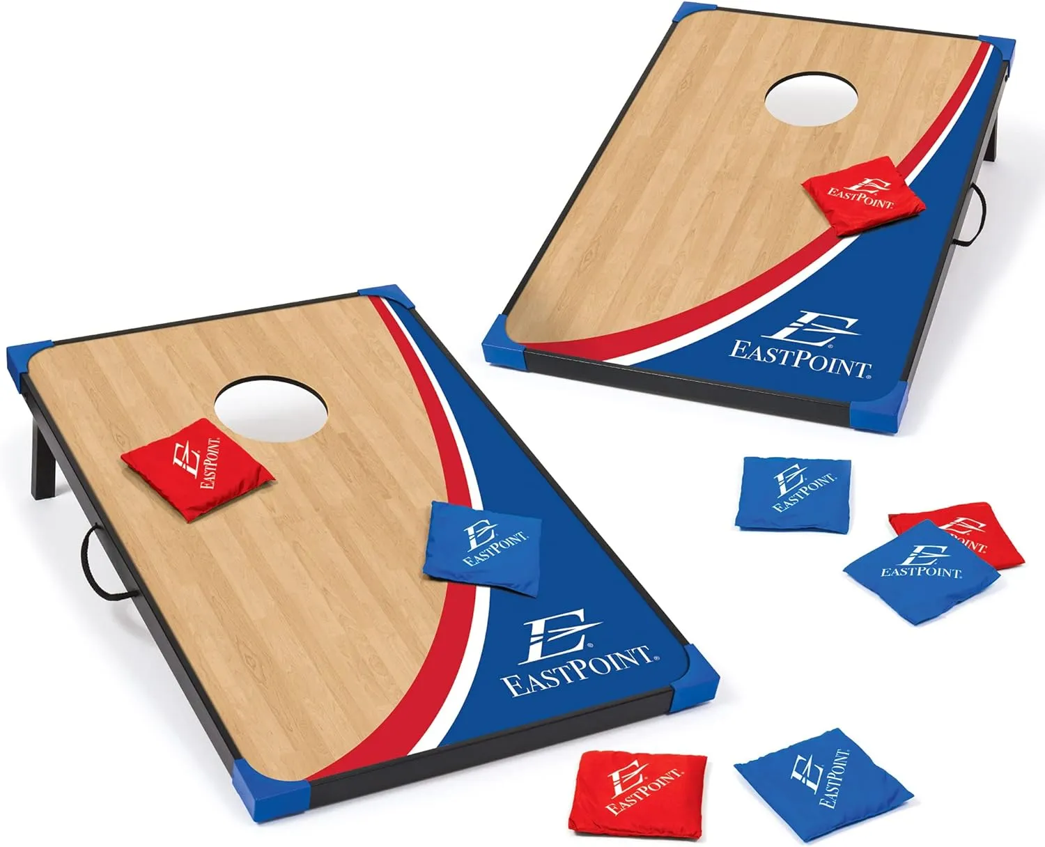 EastPoint Sports Cornhole Game Set Bean Bag Toss MDF - 2' W x 3' L - Built-In Storage, Convenient Carry Handles and 8 Premium Bean Bags