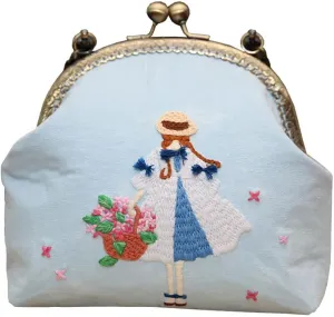 Easy Embroidery DIY Bags Purse Wallet Handbag, Cross Stitch Kit for Beginner Needlework Sewing Craft Friend Gifts Bags Beautiful Flower Basket Girl