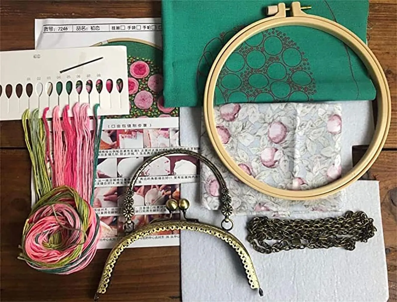 Easy Embroidery DIY Bags Purse Wallet Handbag, Cross Stitch Kit for Beginner Needlework Sewing Craft Friend Gifts Bags Beautiful Flower Basket Girl