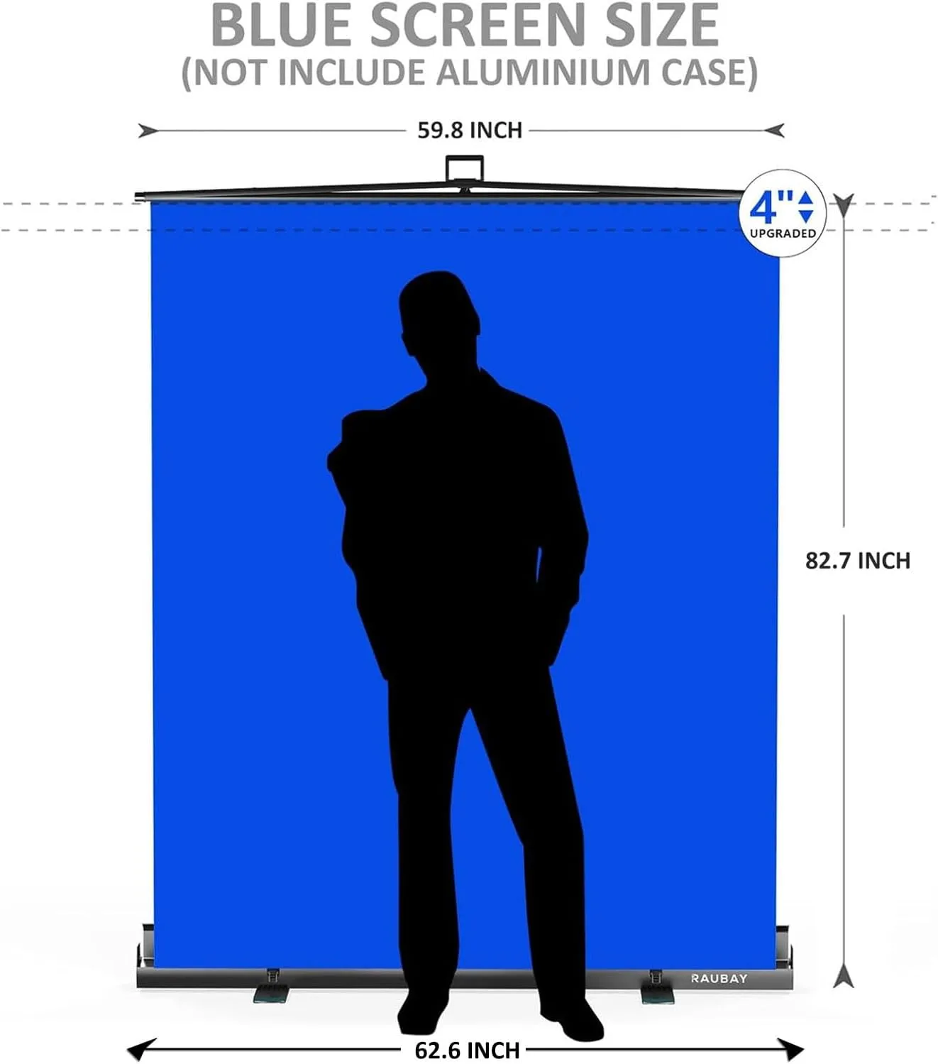 【Easy Set Up】 RAUBAY 59.8 x 82.7in Collapsible Blue Screen Backdrop Portable Retractable Chroma Key Panel Photo Background with Stand for Video Conference, Photographic Studio, Streaming