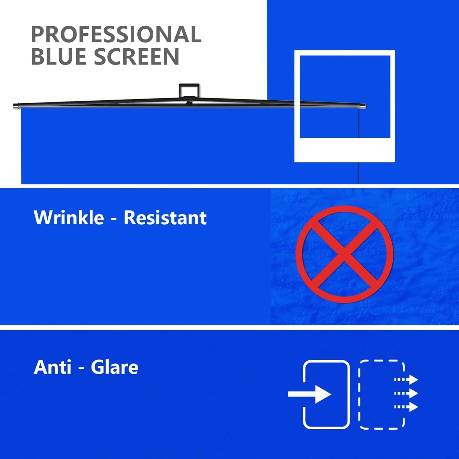 【Easy Set Up】 RAUBAY 59.8 x 82.7in Collapsible Blue Screen Backdrop Portable Retractable Chroma Key Panel Photo Background with Stand for Video Conference, Photographic Studio, Streaming