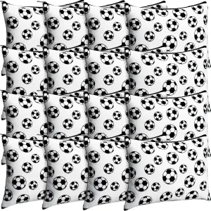 Eccliy 20 Pcs Soccer Makeup Bag Cosmetic Bag Canvas Gifts Sport Soccer Themed Accessories for Girls Toiletry Pouch with Zipper for Women Party Shopping Home Travel, 9 x 7 Inch