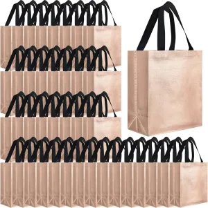 Eccliy 80 Pieces Gift Bags Set Glossy Reusable Tote with Handles Grocery Bags Bulk for Wedding, Bachelorette Party, Christmas(Medium,Champagne)