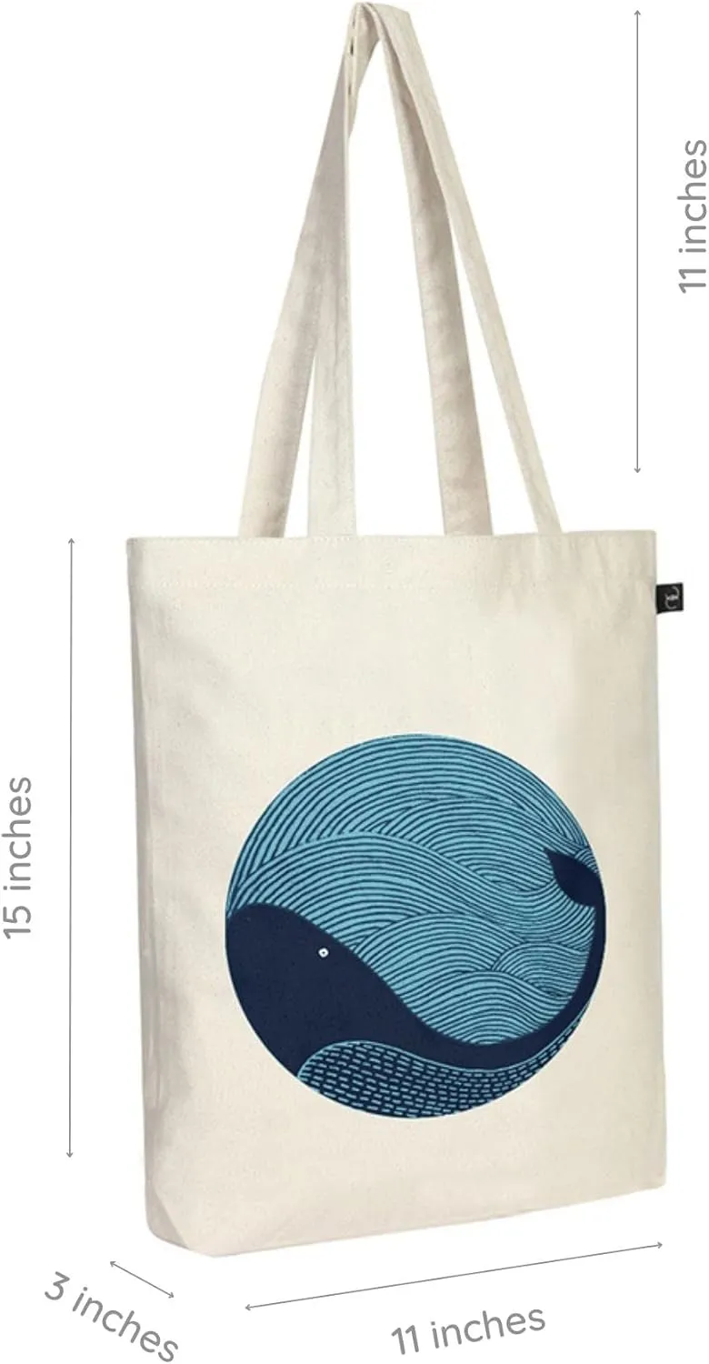 Ecoright Tote Bag for Women with Zipper, Small Tote Bag, Canvas Bag, Reusable Cotton Bag for Beach, Grocery, School & Work