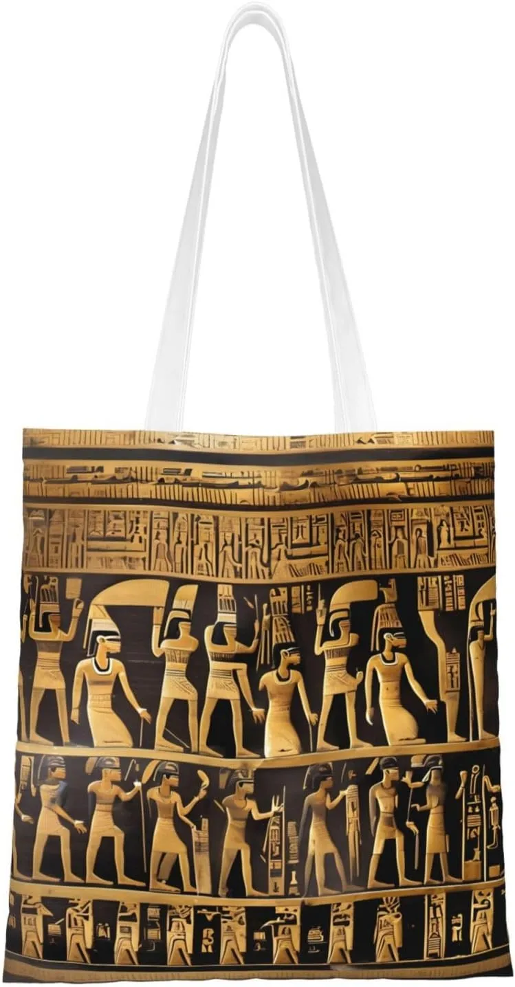 Egypts Hieroglyphics print Canvas Tote Bag for Women,Womens Purse Handbags for Travel Beach Nurse College Gift